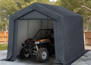 Abri de rangement portable en métal pour extérieur 6 x 6 pieds avec porte à <span class=keywords><strong>fermeture</strong></span> éclair <span class=keywords><strong>enroulable</strong></span> pour vélo, moto, respectueux de l'environnement - Product Image 4