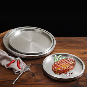 Assiette à dîner vintage en acier inoxydable Design <span class=keywords><strong>ancien</strong></span> classique Plats de service pour les fêtes pour plateau à gâteau rond Western Steak - Product Image 2