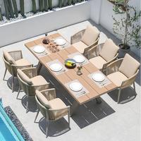 Ensemble de salle à manger de patio 10 places, mobilier d'extérieur, ensemble de bancs, chaises en rotin PE, ensemble de salle à manger d'extérieur avec table extensible