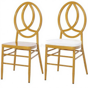 Sedie da Matrimonio Phoenix Impilabili in Ferro Bianco Dorato di Qualità, Fornitore Cinese, per Banchetti <span class=keywords><strong>e</strong></span> Feste - Product Image 1