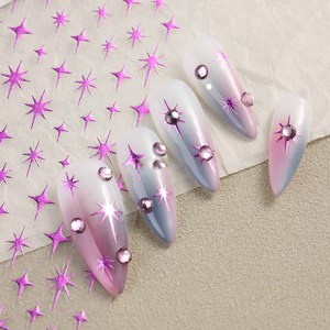 1 Pieza de Adhesivos para Uñas con Diseño de Explosión Estelar Y2K, Decoraciones Brillantes Doradas y Plateadas para <span class=keywords><strong>Manicura</strong></span> <span class=keywords><strong>Francesa</strong></span> con Láser, Calcomanías para Uñas DIY - Product Image 5