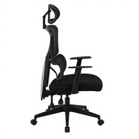 Chaise de bureau ergonomique Henglin à dossier haut en maille, avec dossier divisé, hauteur réglable, accoudoirs fixes et base en nylon pour la maison et le bureau