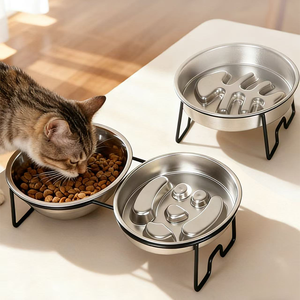 Suporte Ecológico para Tigela Única - Tigela de Alimentação Lenta para Animais de Estimação em Aço Inoxidável 304 com Design Arredondado, Grande Capacidade e Antiderrapante - Product Image 2