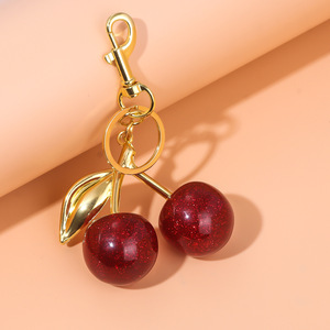 Phong cách mới Gradient màu cherry Keychain nhựa 3D Apple dâu Keychains - Product Image 1