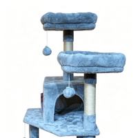 Menara Pohon Kucing Ekstra Tinggi untuk Beberapa Kucing di Dalam Rumah, 2 Kondominium Kucing yang Nyaman, Tempat Tidur Hammock, Tiang Garuk Sisal dengan Mainan Interaktif