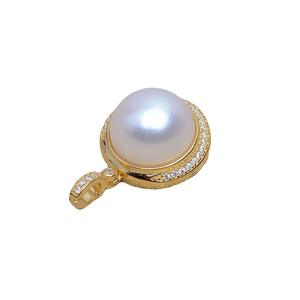 WENCHI S925 Plata Colgante Mabe con Perla Redonda de 12.5mm, Engaste de Bisel, Montura Vacía, Fornituras de Joyería DIY, Modelo 40088 - Product Image 4