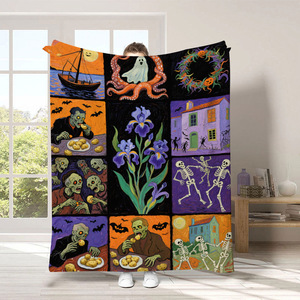 Manta Vintage con Diseño de Terror, Brujas, Calabazas y Fantasmas, Personalizada para Sala de Estar o Dormitorio, Regalo de Halloween - Product Image 6