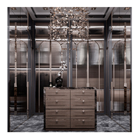 Nouvelle conception, armoire de rangement sur mesure pour grande chambre à coucher, armoire en bois avec porte en verre battante pour femmes