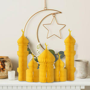 Decorazioni Personalizzate per Eid Mubarak e Ramadan, Ornamenti a Forma di Stella e Luna, Foto Islamica 3D Fatta a Mano in Carta a Nido d'Ape per Interni - Product Image 4