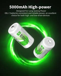 EBL OEM Paquete de 2 Baterías Recargables de Alta Capacidad, 1.2V 5000mAh NIMH, Batería de 1.2v - Product Image 2