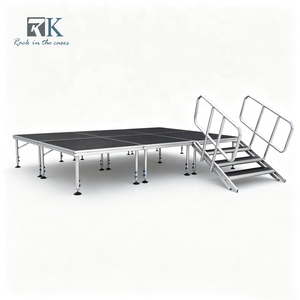 Système de scène modulaire en aluminium et contreplaqué avec podium réglable, capacité de charge élevée, portable, pour événements de concerts en plein air - Product Image 1