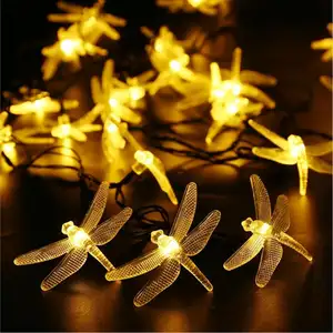 30 LED fiber dragonfly shape solar light string for outdoor,home,garden,patio,lawn,and party Christmas garden decoration lamp