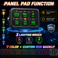 Nouveau panneau de commande 6 interrupteurs avec synchronisation via application, MOSFET, boîtier de relais à fusibles RGB 16M, IP65, universel pour Jeep, Land Rover, SUV tout-terrain, pour rétrofit/amélioration 2