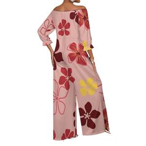 定制图案太平洋遗产单肩连身衣夏威夷Puakenikeni设计休闲长袖连身衣 - Product Image 1