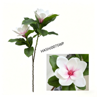 Ranting Magnolia Buatan 2 Kepala yang Elegan, Cabang Panjang Tunggal, Buket Bunga Palsu Tampak Alami untuk Dekorasi Ruang Tamu