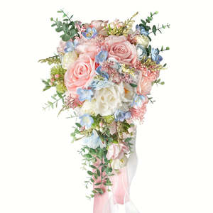 باقة زهور اصطناعية على شكل دمعة للعروس الأكثر مبيعًا بأنماط متعددة باقة زفاف للتصوير الفوتوغرافي مخصصة - Product Image 6