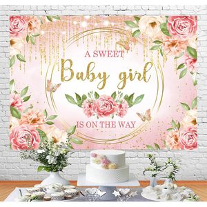 Tapisserie rose Floral photographie fond bannière paillettes or décorations Blush fleurs pour pousses douces - Product Image 3