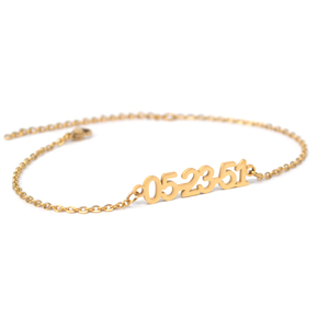 Customized 18K Gold Plated Personalised Number Date <strong>Anklet</strong> <strong>Bracelet</strong> - Product Image 1