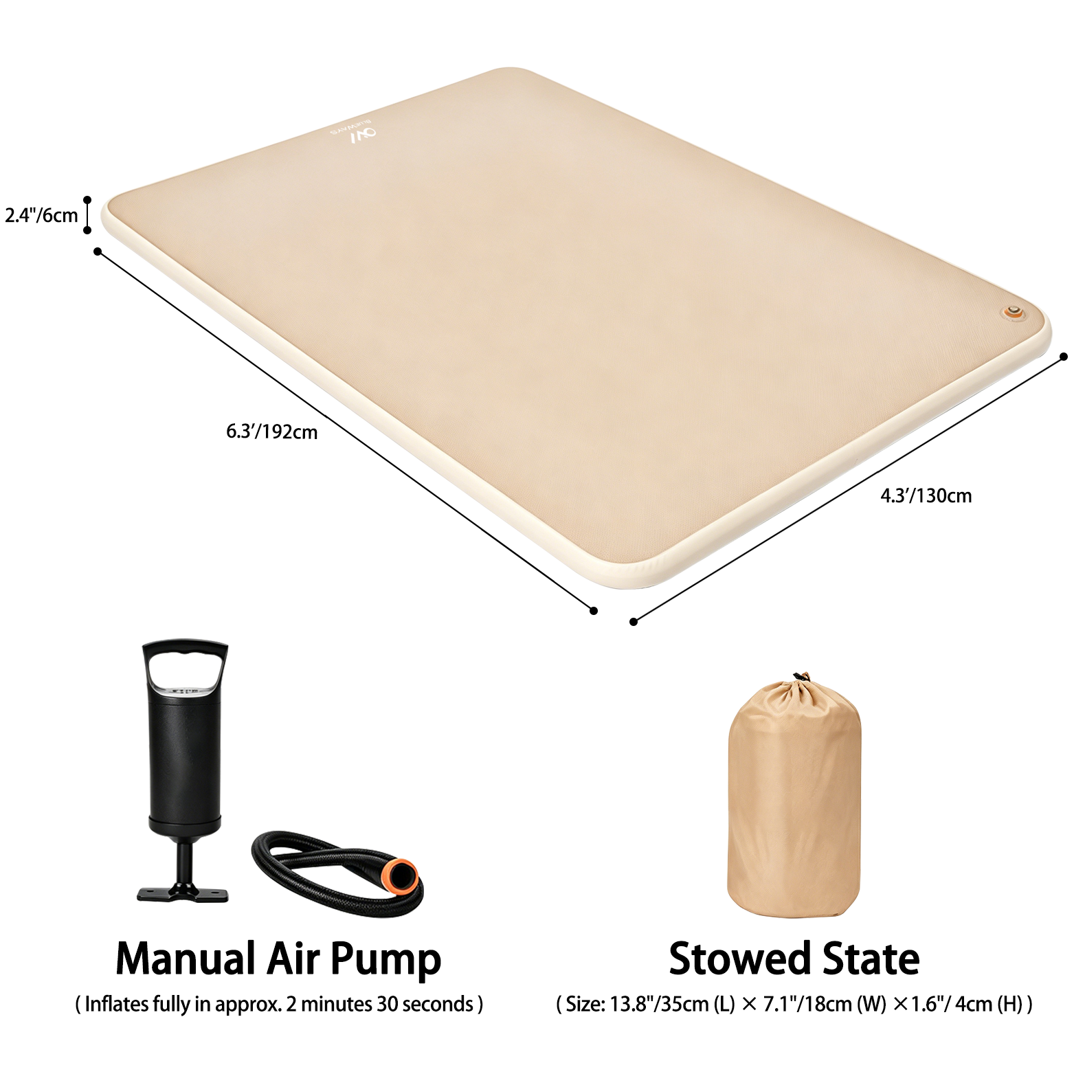 Pompe manuelle pour deux personnes, épaisseur 6 cm.