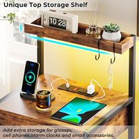 Table de chevet à LED avec station de charge, tables de nuit à 3 tiroirs avec lumières à LED, tables de chevet marron rustique avec étagères de rangement