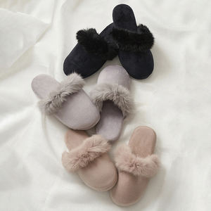 Femmes hiver bout fermé moelleux fausse fourrure garniture TPR semelle extérieure intérieur extérieur mousse à mémoire <span class=keywords><strong>maison</strong></span> pour en Beige - Product Image 1