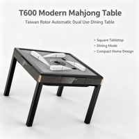 Table de Mahjong Automatique T600 avec Rotor, Table Intégrée 2-en-1 Silencieuse pour Dîner et Mahjong, Table de Jeu Durable pour la Maison