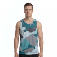 Débardeur personnalisé pour homme avec logo, en tissu camouflage respirant à séchage rapide, col rond, sans manches, pour la course à pied, la gym et les entraînements, fabrication OEM/ODM