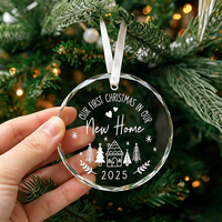 Ornement de Noël personnalisé en cristal en forme de sapin, breloque en verre vierge à imprimer au laser, pendentif décoratif antique à suspendre pour les fêtes