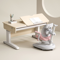 Nouvelle conception moderne de bureau et chaise ergonomiques en bois pour enfants, pour chambre et salon, avec étagère, couleur buff/blanc