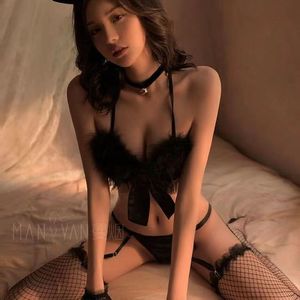Sexy lingerie set, hot three-point flirting, cute bow, backless, crotchless, seductive uniform qqny - Product Image 1