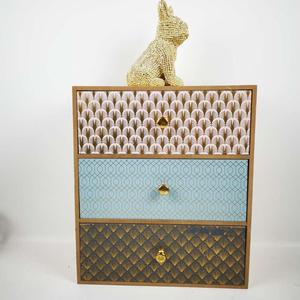 Gold printing Small Shabby Chic Wood Library Card Storage wood Cabinet