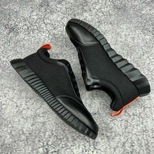 2026 New Premium <b>Black</b> <b>Suede</b> Mesh Sneakers Men's Two Tone White Sole Casual Lace-Up Trainers - Product Image 2