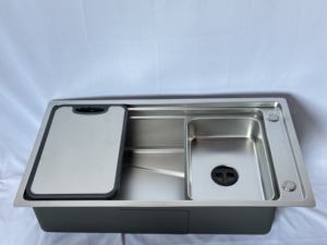 Évier de cuisine moderne Leimanxi en acier inoxydable SUS304, modèle 8146, épaisseur 0,75 mm, grand évier simple intégré à 4 trous, électrolyse - Product Image 3