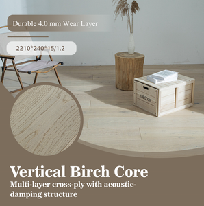 Suelo de abedul macizo de 240mm de ancho, chapa Natural de 4,0mm, tamaños personalizados, colores para oficina moderna, bloqueo de clic para <span class=keywords><strong>Parque</strong></span> de dormitorio - Product Image 1
