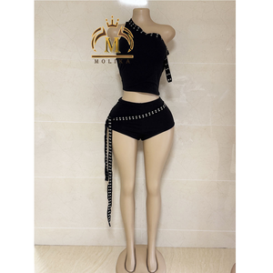 Nieuwkomers Sexy Damesoutfits Met Onregelmatige Crop Crop-Shirt En Korte Broek 2-delige Set Dames Y 2K Sexy Tweedelige Set Dames - Product Image 3