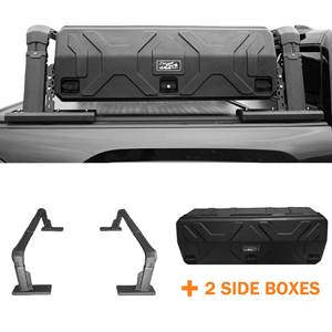 แร็คหลังคาอลูมิเนียมปรับระดับได้ CANYONSSOAR สำหรับรถกระบะฟอร์ด F-150 พร้อมกล่องเก็บของด้านข้าง 2 ช่อง แร็คบันไดสำหรับรถกระบะ PKGA04-006 - Product Image 1