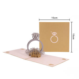 Carte en papier cadeau de saint-valentin, carte de vœux de mariage, anneau 3D Pop Up, carte de fiançailles, vente en gros - Product Image 6