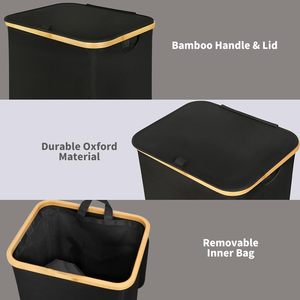 Cesto de Ropa Plegable de 100L, Ahorra Espacio, Mezcla de Algodón y Poliéster Oxford, con Ruedas y Bolsa de Lavado Extraíble - Product Image 4