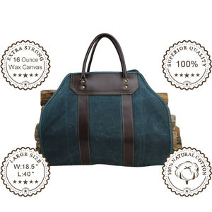 Sacs de rangement multifonctions <span class=keywords><strong>Extra</strong></span> Large <span class=keywords><strong>Support</strong></span> de bois de chauffage avec poignées Sac de transport de bûches en toile cirée - Product Image 4