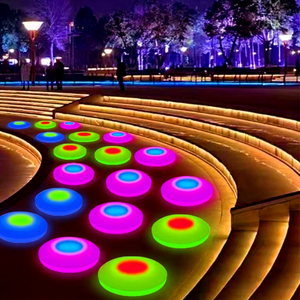Plancher de danse LED extérieur personnalisé innovant, éclairage de scène à changement de couleur RGB, base d'ampoule E27, IP65, activé par le son, plancher sensoriel LED - Product Image 1