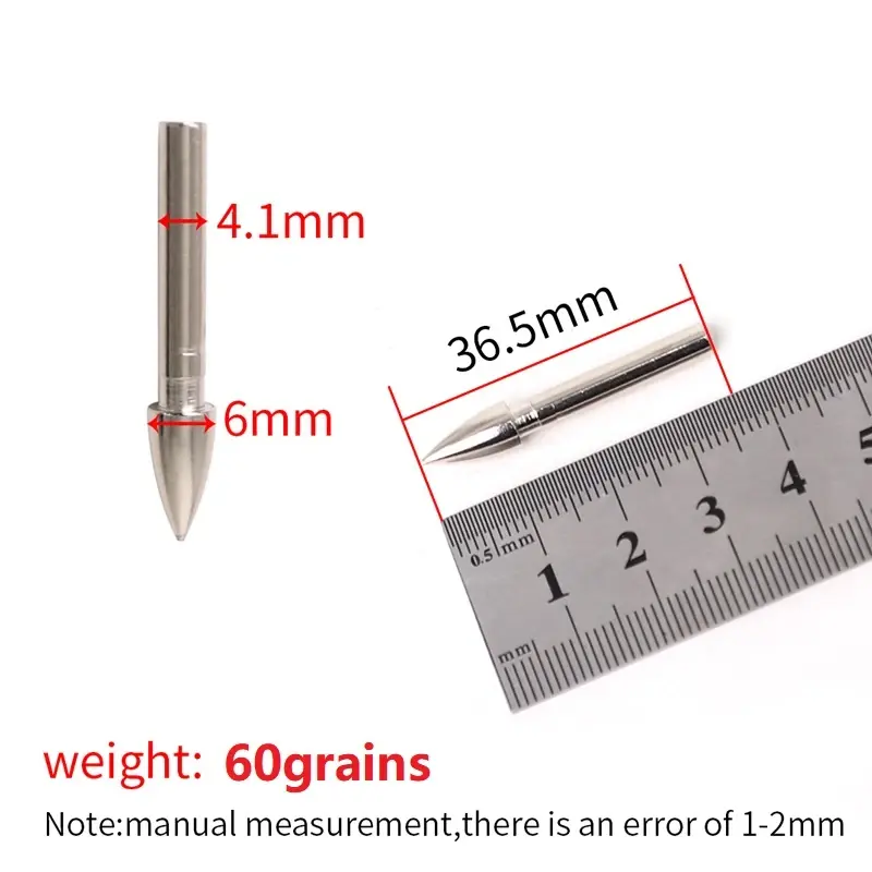 60 Hạt Đầu Mũi Tên Sắt Bullet Point Tip Cho ID 4.2 Mm Mũi Tên Trục Phụ Kiện Bắn Cung Săn Bắn