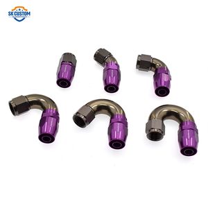 AN6/AN8/AN10ワンピースホースエンド鍛造アルミ合金旋回燃料継手アダプター45 ° 90 ° 120 ° 150 ° 180 ° インターフェースパープル - Product Image 1