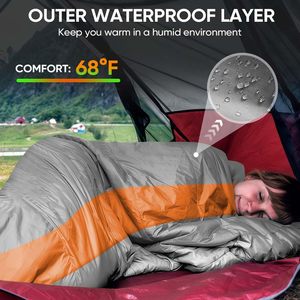 Saco de Dormir Grueso de 190T para Invierno, Saco de Dormir Cálido para Adultos, Impermeable, Ultraligero, Plegable y Portátil para Acampar al Aire Libre - Product Image 2