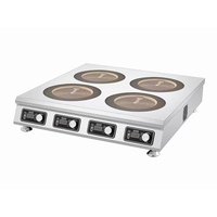 Peralatan Dapur Komersial Kompor Inframerah Multi-Fungsi 4 Tungku Kompor Inframerah Stainless Steel Kompor Inframerah Kaca Keramik