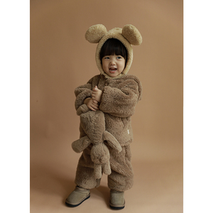 Q1327 ensembles de vêtements à capuche pour enfants, ensemble deux pièces chaud en peluche, Design mignon pour enfants mignons - Product Image 4