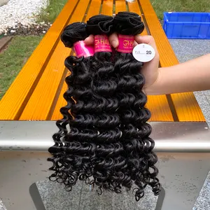 GS Wholesale Natural 10a Mink Virgin Human Hair Deep Curly Weave Bundles、無料サンプルの未処理のブラジルのヘアバンドルベンダー