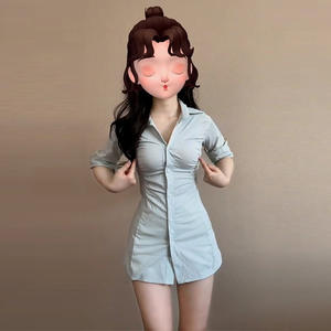 Robe chemise décontractée en mousseline amincissante et lissante pour femme, taille naturelle, imprimé léopard, col en V, coupe trapèze mi-longue, design sexy, printemps - Product Image 2