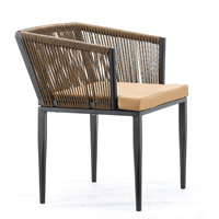 Chaise d'extérieur en osier Chaises en rotin pour café Restaurant design moderne haut de gamme Salle à manger en corde de luxe double