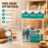 Sac à pain à soufflet en bas en matériau CPP transparent avec impression en héliogravure pour boulangerie et pâtisserie