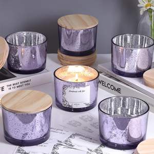 Frascos de velas de vidrio moteado púrpura de 16oz para hacer velas, recipientes para contener velas de cera DIY - Product Image 6